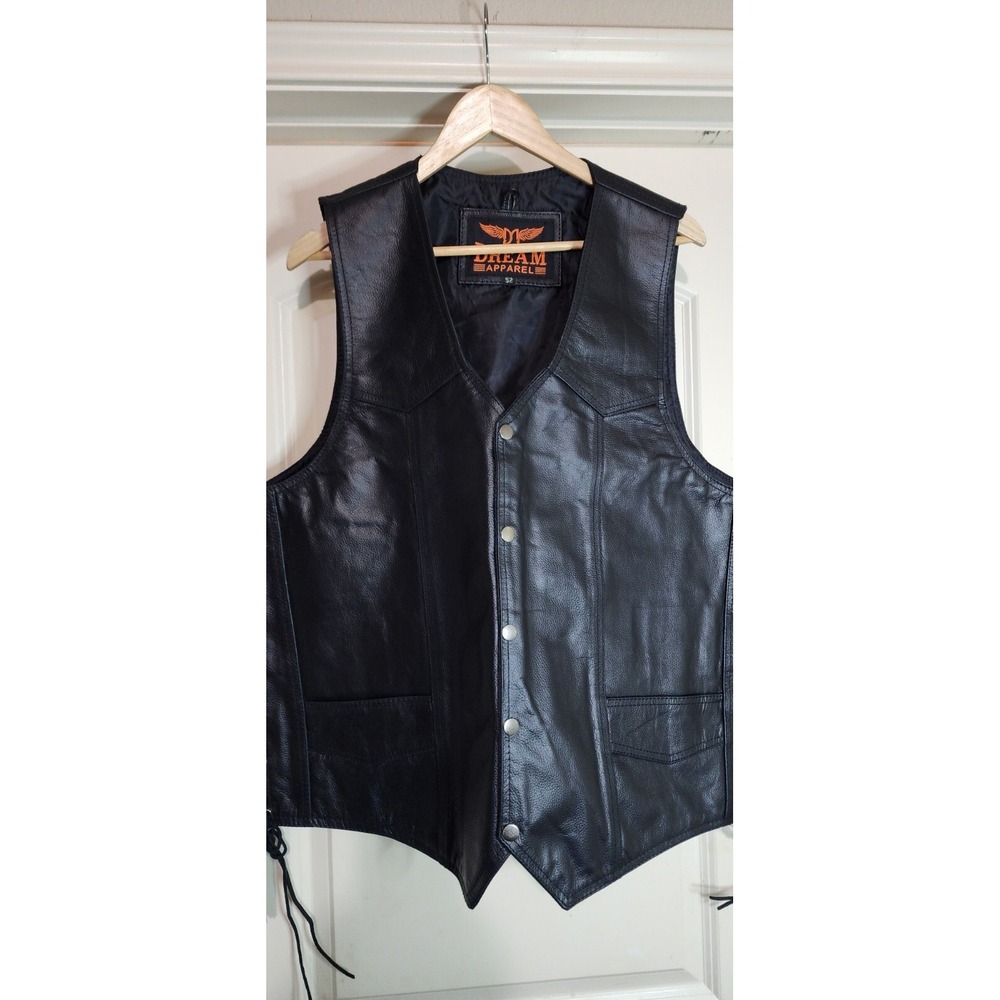 Gargoyle Bells Gun Pocket Vest Leather Biker With Laces Conceal  NWT 52 Men's